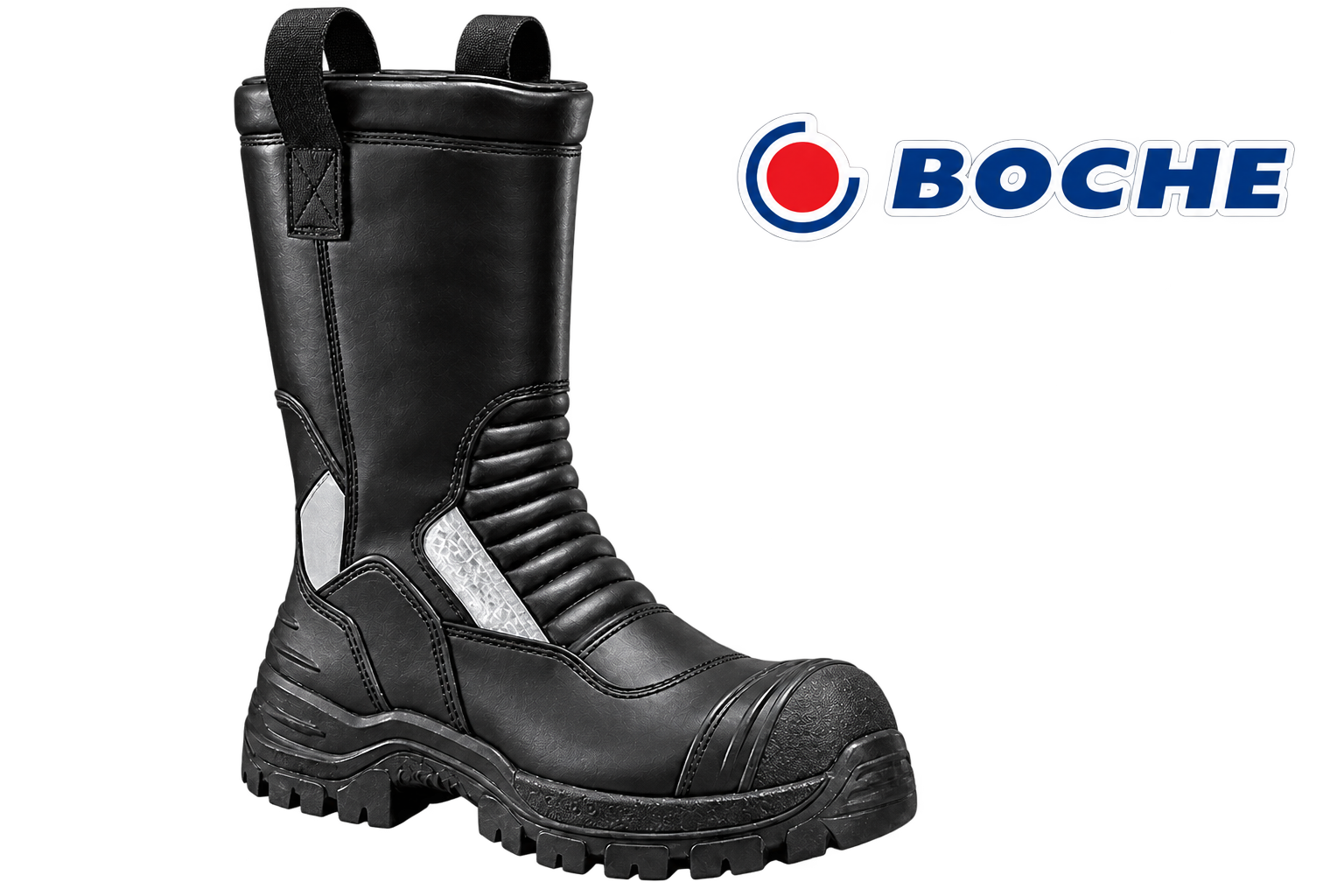 BOCHE JOKER V3 AR tall pull-on firefighting boot with reflective panels and official BOCHE logo